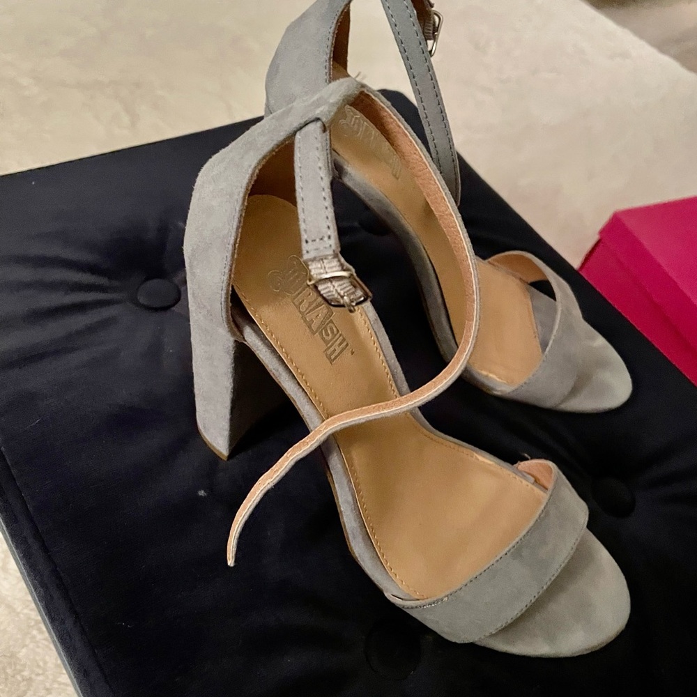 Brash Blue Suede Block Heel Sandals